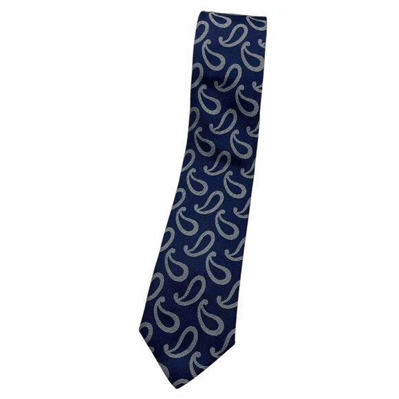 BOGGI Men's 100% Silk Necktie LUXURY Tie Blue Paisley W:2.8" EUC